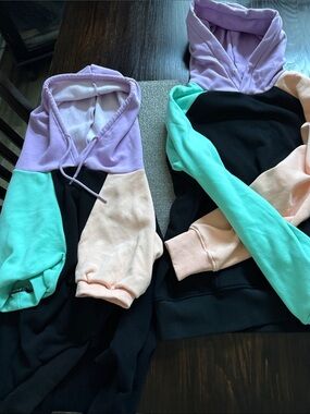 Colorblock Hoodie - Lavender, Mint & Peach Accents